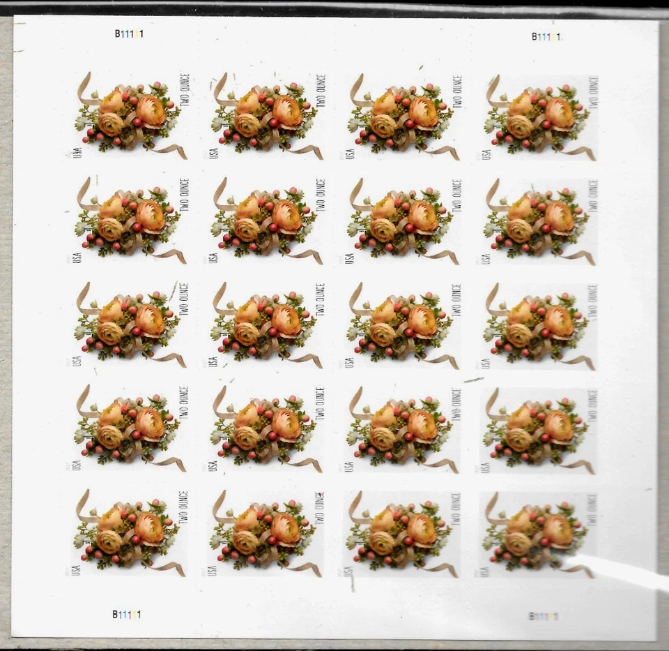 CELEBRATION CORSAGE US #5200 WEDDING INVITES 2oz RATE SHEET OF 20 FOREVER STAMPS - Image 1 of 3