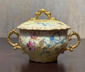 Antike M&C Limoges Frankreich bedeckt Creme Suppe Bouillon Tasse handbemalt - Bild 1 von 7