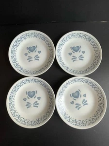 Corelle Blue Heart Bread Desert Plates 6 3/4" Round Set of 4 EUC - Imagen 1 de 5