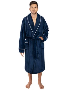 Hombres Cálido Vestido de Lanza Microfibra Baño Cuello de Chal Largo Vestido de Spa Prendas para dormir - Imagen 1 de 49