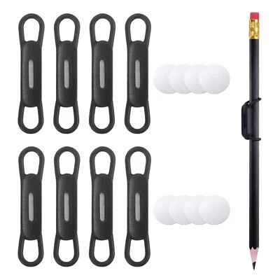 8Pcs Magnetic Pen Holders Set Silicone for Refrigerator Black - image 1 of 4