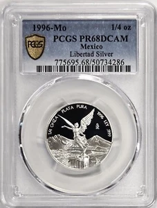 México Libertad 1996 prueba 1/4 oz. Moneda de plata - PCGS PR68 DCAM - Imagen 1 de 2