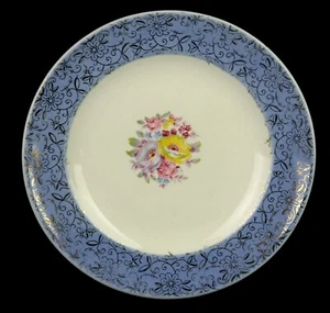 Vintage Royal China Sebring, Ohio  Bridal Blue Bread Plate  22 kt Gold   6½" - Picture 1 of 5