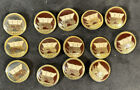 Lot Of 14 Brass Enameled Covered Wagon 1870 Buttons 3/4”