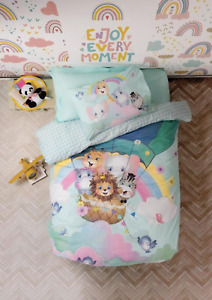 Cute Animals Bedding Set 100% Cotton Duvet Cover Set Twin Size 3 Pieces for Kids