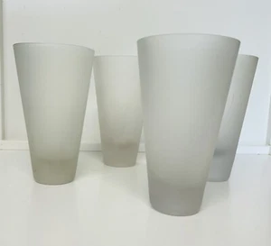 90's VTG Pottery Barn Tall Frosted Glasses S-4. 7x4” - Picture 1 of 3
