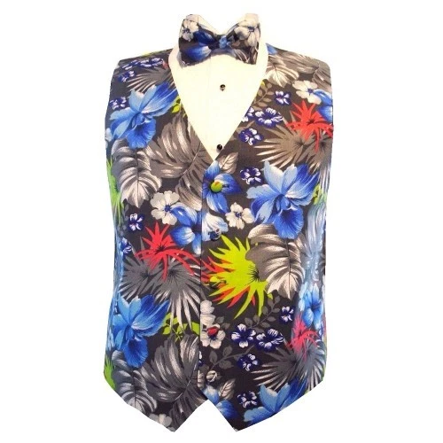 Maui Hawaiian Floral Tuxedo Vest and Bowtie - Image 1 of 1