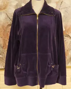 Usado en excelente estado JONES NEW YORK TALLA XL TERCIOPELO MORADO/DORADO CREMALLERA/DISEÑOS DE BOLSILLO CUELLO ALTO - Imagen 1 de 8