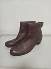 ECCO Leather Ankle Boots UK7.5 EU41 Brown, zip closure, USED