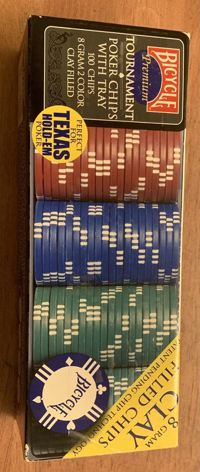 Bicycle JKR130011921 Premium Clay Poker Chip Card Set with Tray 100 Count