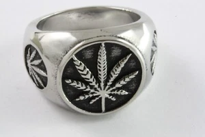 BIKER CANNABIS RING GOTHIC PUNK EDELSTAHL RING / 138 - Bild 1 von 4