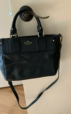 Pulseira tiracolo de couro Kate Spade + alças - Bolsa / bolsa satchel, preta, NOVA - Imagem 1 de 4