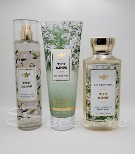 Bath & Body Works White Jasmine Body Mist Shower Gel & Body Cream Gift Set of 3