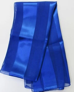Women's Fashion Scarf Solid Royal Blue Silk Feel Scarf Wrap Shawl - Picture 1 of 3
