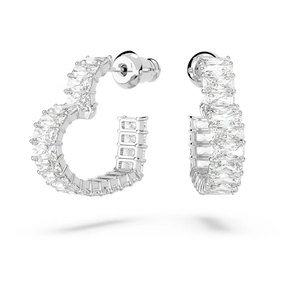 Women's SWAROVSKI Brand 5653170 White Sparkle Heart Matrix hoop earrings