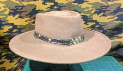 De colección EE. UU. MHT Westerns Lana Ganado Cepillo Sombrero Cuero Cordón - TALLA MEDIANA Foto 1 de 4