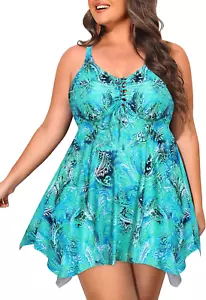 Nieyook Womens plus Size Tankini Swimsuit 2025 Two Piece Tummy Control Bathing S - Picture 1 of 12