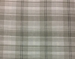 BALLARD DESIGNS ASPEN GRAY OFF WHITE PLAID WOVEN LINEN FABRIC BY THE YARD 54"W - Picture 1 of 6