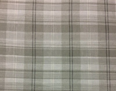 BALLARD DESIGNS ASPEN GRAY OFF WHITE PLAID WOVEN LINEN FABRIC BY THE YARD 54"W - Image 1 of 4