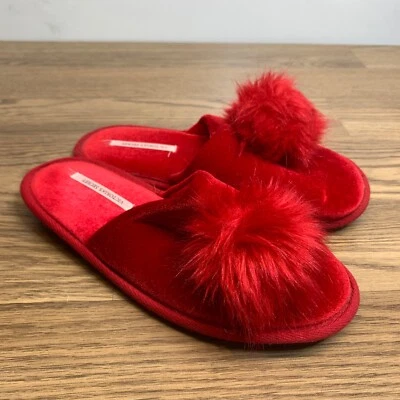 Zapatillas Victoria’s Secret Sleep Pom-Pom Toboganes Rojo Vibrante Talla Grande 9/10 Foto 1 de 4