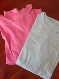 2PK BIG Girl SO Winter top t-shirt XL 14-16 PINK/MINT with sparkles long sleeves - Picture 1 of 10