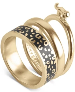$35 Lucky Brand gold tone 3 PC leopard stack rings Sz 7 JS616 - Picture 1 of 3