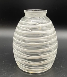 White Striped Glass Pendant Light Shade 5 3/4 in. tall 2" fitter - Picture 1 of 4