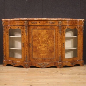 Napoleon III antique style inlaid sideboard marble cabinet 20th century - Picture 1 of 12