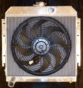 NUEVO RADIADOR DE ALUMINIO DE 3 FILAS CON VENTILADOR DE 16" 64 DODGE DART PLYMOUTH VALIENTE BARRACUDA - Imagen 1 de 2