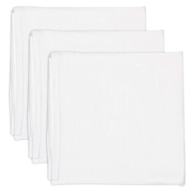 Paquete de 3 mantas de algodón orgánico HonestBaby, blanco brillante, talla única Foto 1 de 4