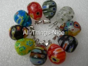 10 Millefiori Murano 15mm Flower Glass PEAR DROP Lampwork Pendant Jewellery - Picture 1 of 1
