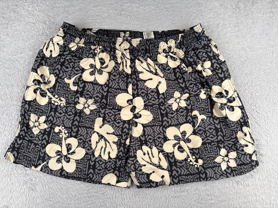 Bañador Sand N Sun Hombre Extra Grande Gris Beige Floral Hawaiano Forrado Nylon Foto 1 de 4
