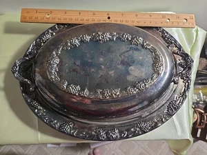 Silberne Servierschale mit Glaseinsatz. - Bild 1 von 6