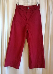 Maeve By Anthropologie Size 30 The Colette Red Cropped Linen Wide-Leg Pants - Picture 1 of 6