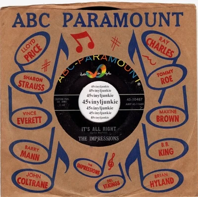 The Impressions soul 45 rpm "It's All Right" on ABC-Paramount Records - Image 1 of 2