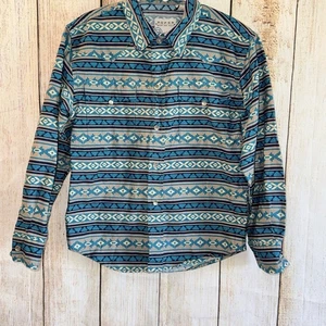 Roper Boys Youth Pearl Snap Shirt Sz Small (6-7) Long Sleeve Western Blue Aztec  - Picture 1 of 8