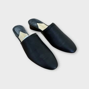 Midas Anour Black Leather Small Heel Slide On Shoes Womens 40 Casual - Picture 1 of 7