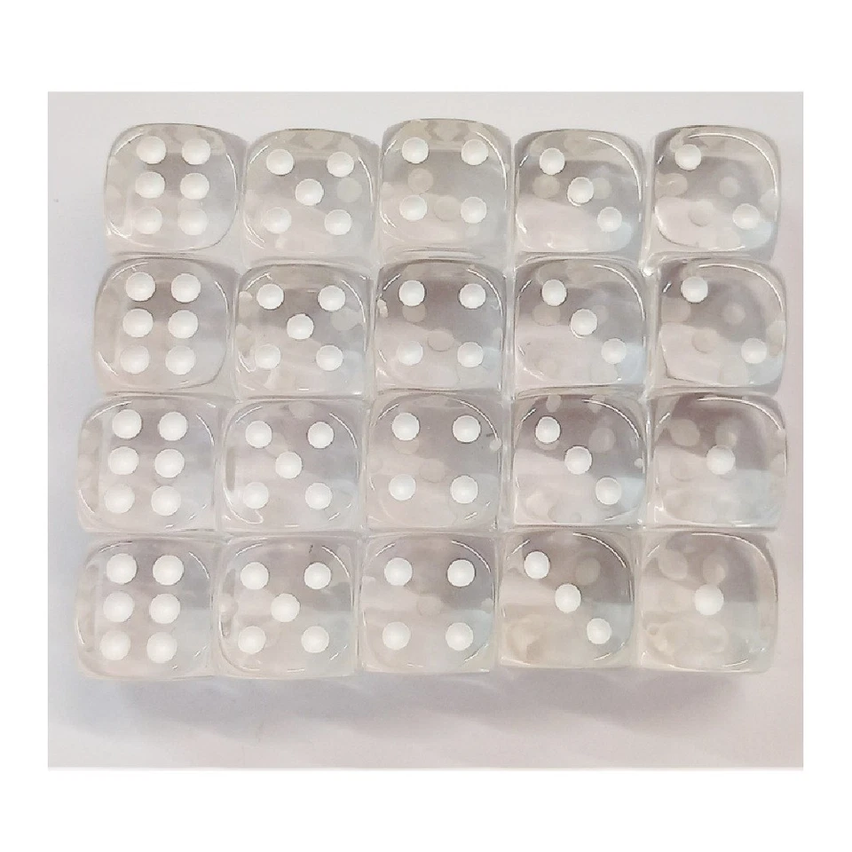 Dice 16mm Transparent Clear x 20 Dice - Image 1 of 1