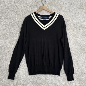 Polo Golf Ralph Lauren Varsity Merino Wool Blend Sweater Men’s black & White L - Picture 1 of 9