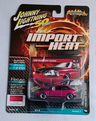 Johny Lightning 2019 *Import Heat* *Honda Civic Custom 1996* *Magenta Metallic* Foto 1 de 4
