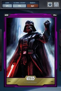 Star Wars Card Trader Illustrated Purple Evil Lord Darth Vader CTI 125cc Wave 26 - Imagen 1 de 2