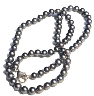 Collar Honora Plata Gris 5.5mm Perlas 18" Plata de Ley 925 Firmado Foto 1 de 3