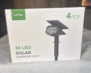 Litom Solar Lights 12 LED Solar Landscape Lights Outdoor IP67 Waterproof 4PK - Picture 1 of 7