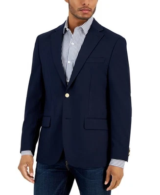 Tommy Hilfiger Mens Modern fit Sport Coat Blazer 46 R Navy Blue Solid - Image 1 of 2
