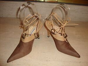 GORGEOUS TAUPE LEATHER SHOE BOOTS / BOOTIES / HEELS BY MANOLO BLAHNIK 