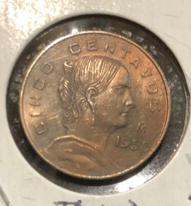 1956 Mo Mexico 5 Centavos “TONED” High Grade Brass Coin-20.4mm-KM#426 - Picture 1 of 4
