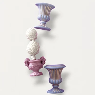 3x Vintage Topiary & Planter (1x 38mm, 2x 22mm) Dimentional Shank Button Novelty - Image 1 of 4