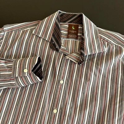 Tailorbyrd платье рубашка с длинным рукавом на пуговицах черный коричневый в полоску мужчин очень большой - Изображение 1 из 4
