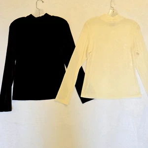 Zwei Damen XL Rod's Show Shirt weiß & schwarz Mock Rollkragen Langarm Elasthan - Bild 1 von 11