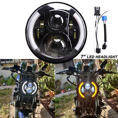 1件装7英寸摩托车车头灯LED转向信号灯适用于Harley Cafe Racer Dyna — 第 1/4 张图片